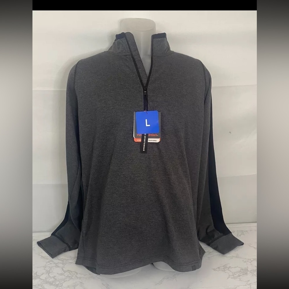 HAWKE & CO Pro Series Quarter Zip Pullover Sportswear Mens L Sweater Gre…​